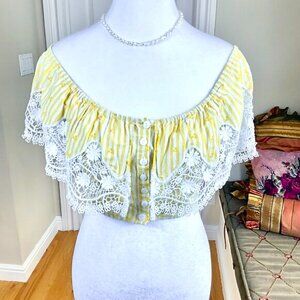Miguelina Crop Top Yellow White Stripe (S)